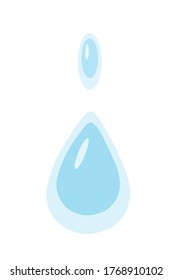 Single blue shiny water drop isolated on white background. Isolated water drop in vector.