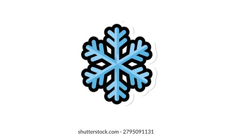 A single blue snowflake with black outline