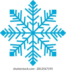 A single blue snowflake on white background
