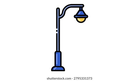 A single blue street lamp post