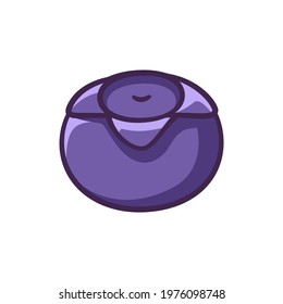 Single blueberry fruit cartoon vector illustration. Simple flat clip art element design.
