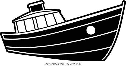 single boat silhouette vector white background