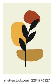 Single Boho Botanical Leaf Image Poster Vector, Great for Poster Wall Decor Interior