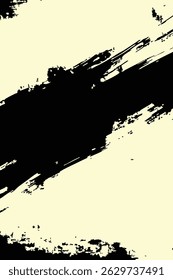 Single bold black brush stroke on a light cream, off white background. Minimalist, modern, and impactful vector art element.