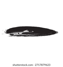 Um único traçado de pincel preto, em negrito, com uma forma orgânica texturizada, definido em um plano de fundo branco limpo.