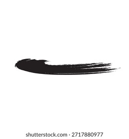 A single, bold black brush stroke resembling a wave or a sweeping motion against a clean white backdrop.