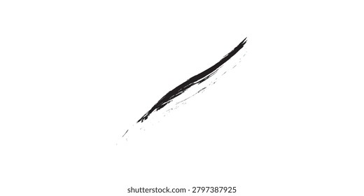 A single, bold black ink stroke diagonally across a pristine white background, showcasing a minimalist and artistic expression.