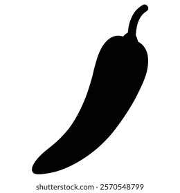 Single Bold Chilli Silhouette Icon for Design and Food Use