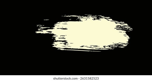 Single bold cream colored brush stroke on a black background. Minimalist, modern, and impactful vector element for various designs.art