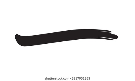 A single, bold, and expressive black brush stroke, creating a sense of movement and artistic flair against a pristine white backdrop.