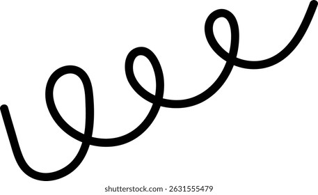 Uma única linha em negrito forma uma espiral em loop em um estilo suave e fluente. A ilustração representa uma bobina contínua com curvas elegantes. Ilustração de vetor de desenhos animados.