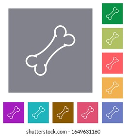 Iconos planos de hueso único en fondos cuadrados de color simples