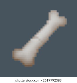 single bone in pixel art style with isolated background
