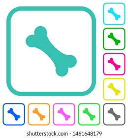 Single bone vivid colored flat icons in curved borders on white background