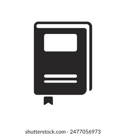 Single book icon with black design on a white background