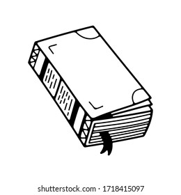 Single book icon. Isolated on white background. Doodle vector illustration.