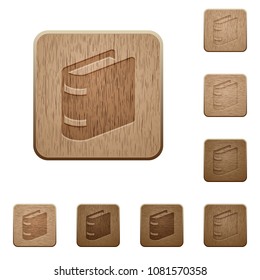 Single book on rounded square carved wooden button styles