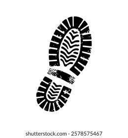 Single boot footprint icon silhouette vector illustration design on white background.