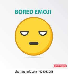 SIngle Bored Emoji. Isolated Vector Illustration On White Background.