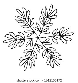 Single Botanical elements for the preparation of the compositions. Twigs and leaves make elements for invitation frames, greeting cards, posters, blogs. Hand-drawn illustration. Line art. Sketch.