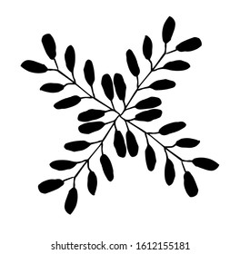 Single Botanical elements for the preparation of the compositions. Twigs and leaves make elements for invitation frames, greeting cards, posters, blogs. Hand-drawn illustration. Line art. Sketch.