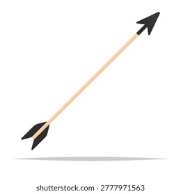 Single bow arrow vector isolated illustration