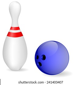 Single bowling pin and a ball
