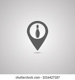 Single bowling pin with red stripes isolated on white, excellent vector illustration
