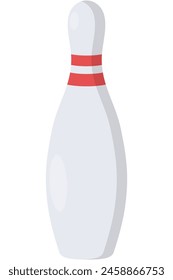 Single bowling pin with red stripes vector illustration isolated on white background.