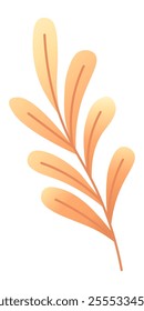 Single branch with orange leaves growing upward, symbolizing nature, growth, and vitality, perfect for representing spring, new beginnings, or organic concepts