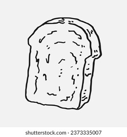single bread piece in hand drawn style. vector illustration.