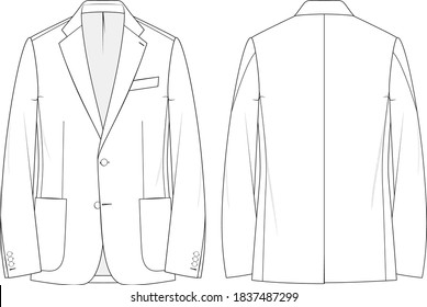 Single Breasted Blazer Notch Lapel