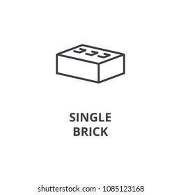 single brick vector line icon, sign, illustration on background, editable strokes