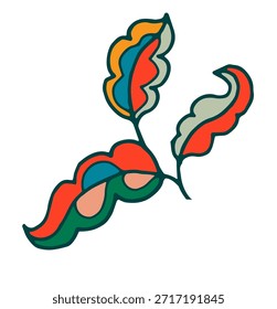 Flor redonda brilhante única com pétalas em camadas, vetor de estilo de arte folclórica isolada para logotipos, adesivos, embalagens e projetos de design de impressão divertidos.