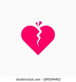 Vektor-Vorlage für eine einzelne gebrochene Herz-Love-Crack-Illustration