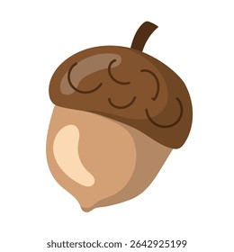 Single brown acorn icon. Vector illustration