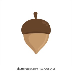 single brown acorn nut oak fruit vector logo design template symbol of fertility