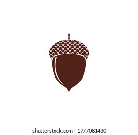 single brown acorn nut oak fruit vector logo design template symbol of fertility