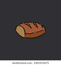 a single brown bread loaf vector illustration design in a black background