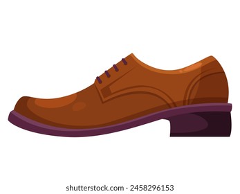 A single brown dress shoe, vector illustration, isolated on a white background, concept of fashion and apparel. Vector illustration