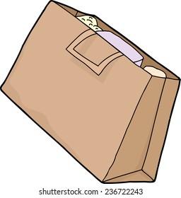 Single brown paper grocery bag over isolated background