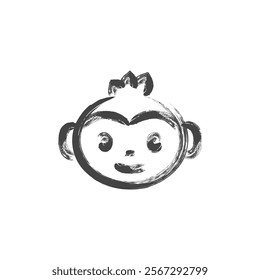 Single brush animal icon monkey