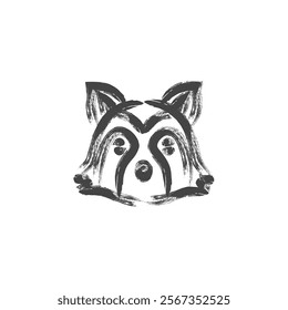 Single brush animal icon raccoon