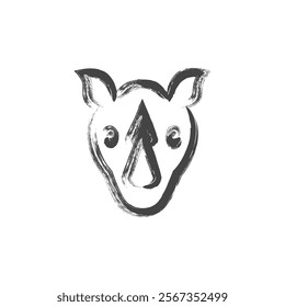 Single brush animal icon rhinoceros