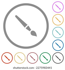 Single brush solid flat color icons in round outlines on white background