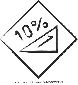 Single brush-drawn illustration of a simple sign with a steep uphill slope