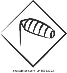 Single brush-drawn illustration of a simple sign: Crosswind caution