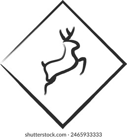 Single brush-drawn illustration of a simple sign. Animals may jump out.