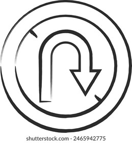 Ilustración de un solo pincel de un signo simple. Rotación prohibida