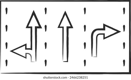 Single brush-drawn illustration of a simple sign, traffic classification by direction of travel